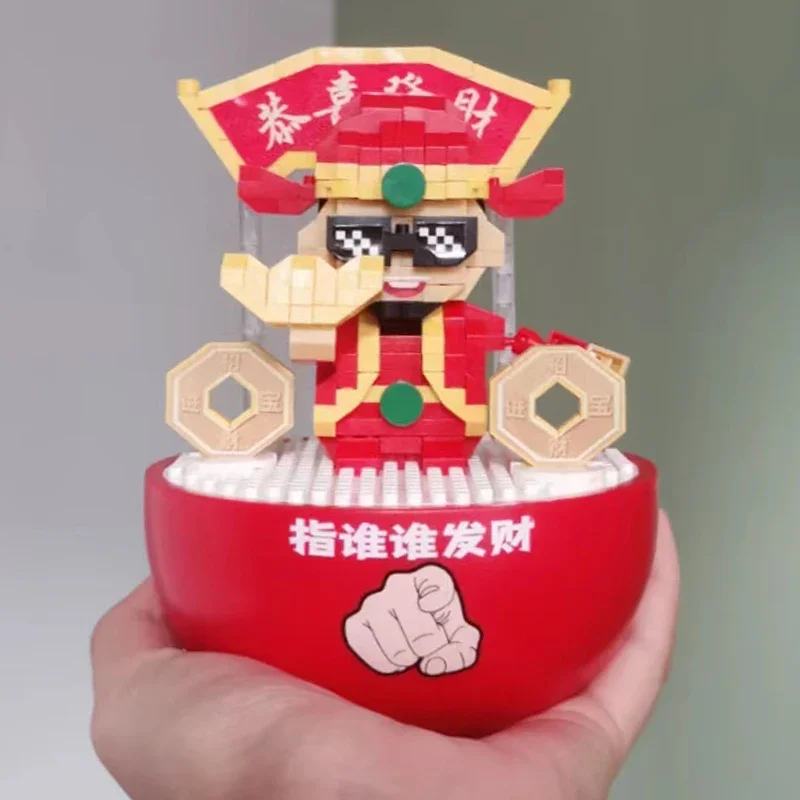 Weagle 2744 Fortune The God Of Wealth Tumbler Lucky Money Pet Doll Mini Diamond Blocks Bricks Building Toy For Children No Box