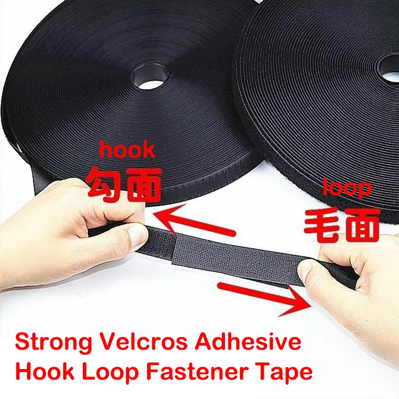 5Meter/lot 16/20/25/30/38/50/100/150mm Hook and Loop Fastener No Glue Hook Tape Strip Nylon Black White Hook Sewing DIY