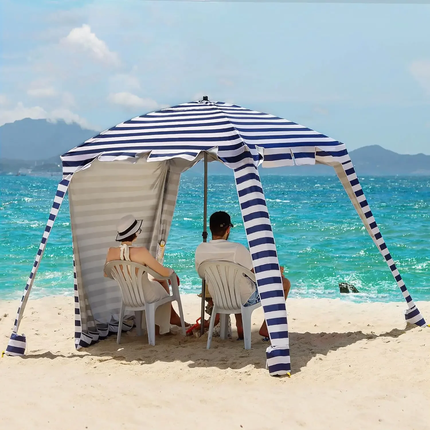 Cabana - UPF 100+ UV Protection Beach Tent, Easy to Set Up 6' x 6' Canopy with Attachable Wall, Waterproof Fabric, Portable