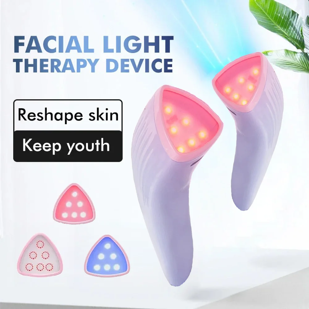 Led UV Facial Red & Blue Acne Spot Treatment Home Use RF Beauty Device Equipment Wand Massager Face Light Therapy Machine