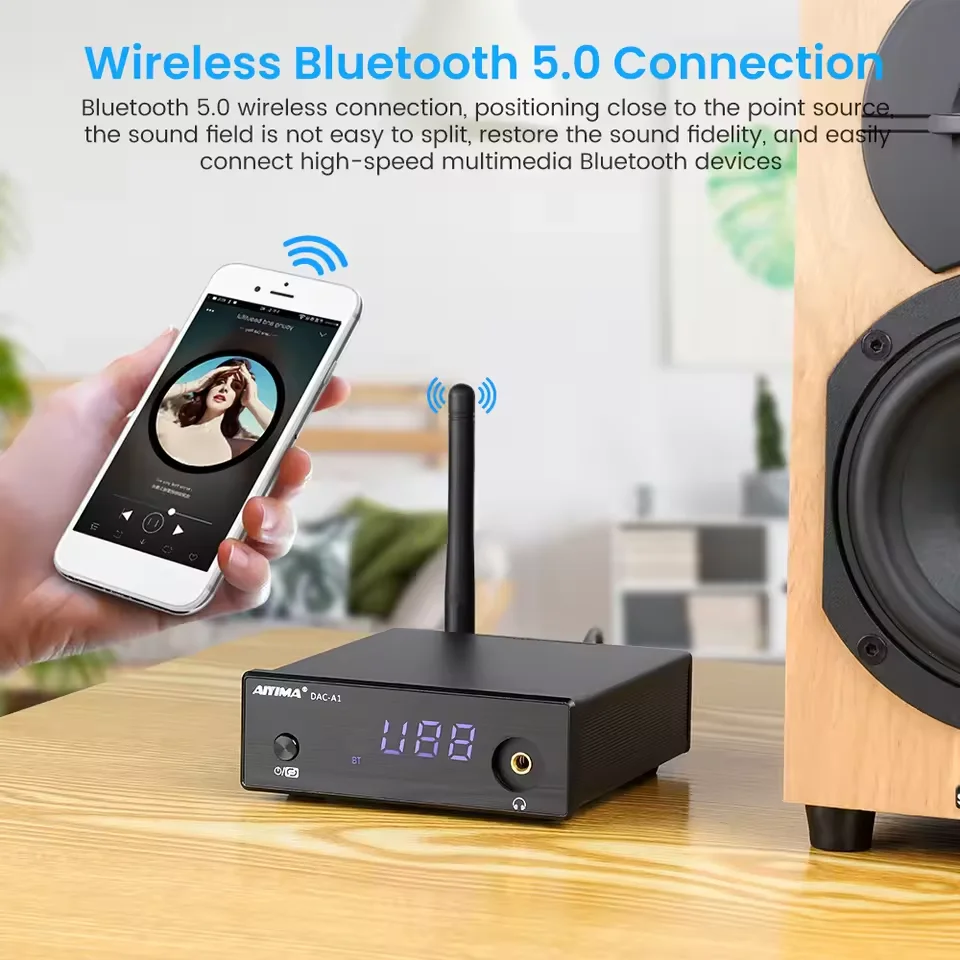 AYM-09 DAC-A1 Mini Headphone Amplifier ES9018Q2M Bt 5.0 Decoder Coaxial Optical USB DAC APTX-HD Linux Remote Control.