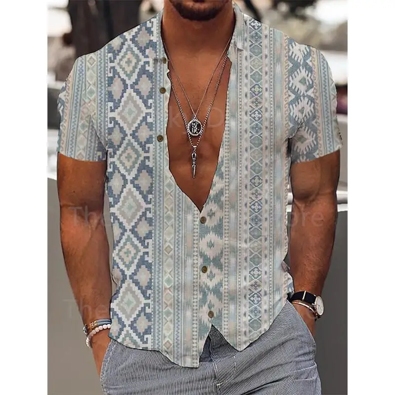 Stilvolle Herren Luxus Social Camisa Hawaii Blumen übergroße Kurzarmhemd Harajuku Vintage Muster Sommer Freizeit kleidung