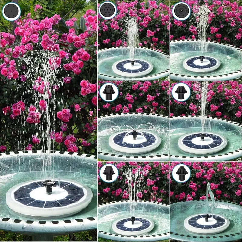 2000 mAh battery Outdoor Solar Fountain with 7 Color LED Lights Garden Fountain Patio LED Fountain Pump