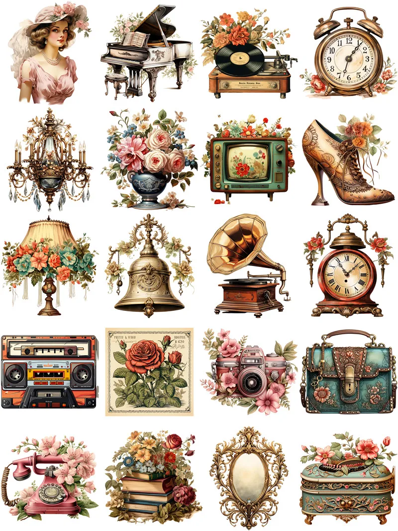 Retro objects Stickers Crafts And Scrapbooking stickers kids toys book Decorative sticker DIY Stationery