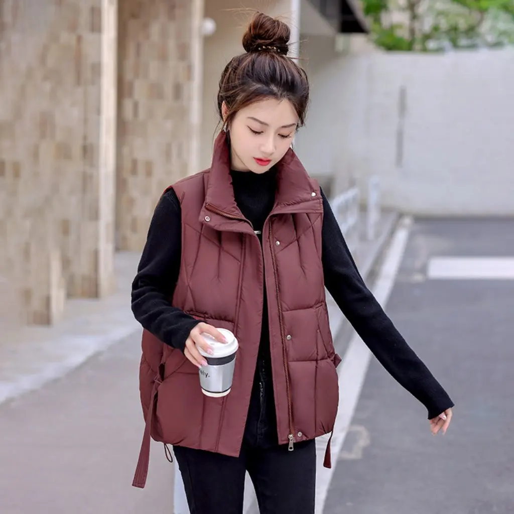 

Women's Loose Fashionable Cotton Vest Short Autumn Winter Outerwear down Cotton Vest
