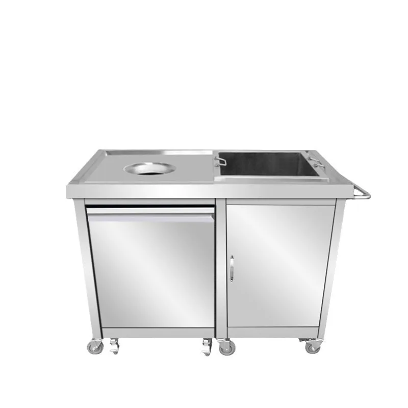 Commercial food collection table, kitchen leftover trays, stainless steel waste waste recycling cart for restaurant cafeteria