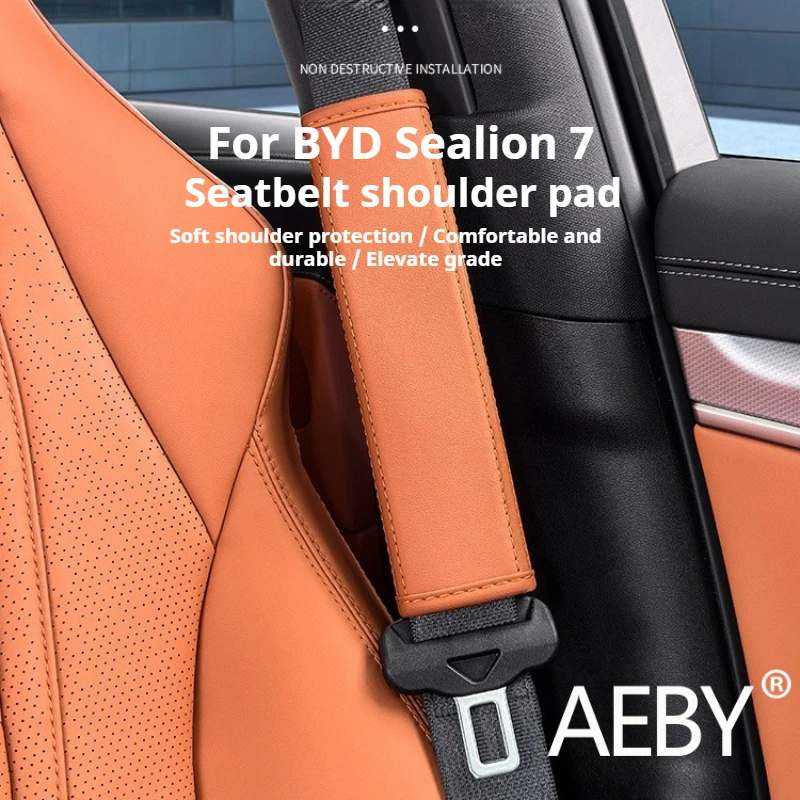 

AEBY For BYD Sealion 7 2024 Soft Car Seat Belt Cover Pad Pad Protector Cushion Comfortable Driving Safety Pad Safety Accessories