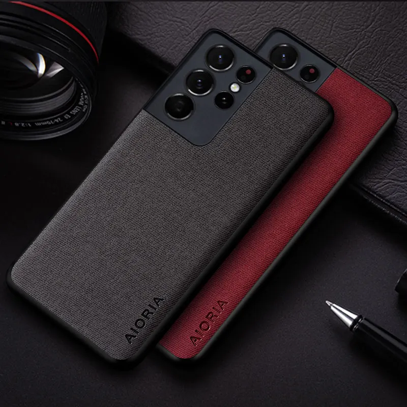 Funda para Samsung Galaxy S21 Ultra S21 FE S21 Plus, funda de teléfono de cuero textil Premium para Samsung Galaxy S21 Ultra FE Plus