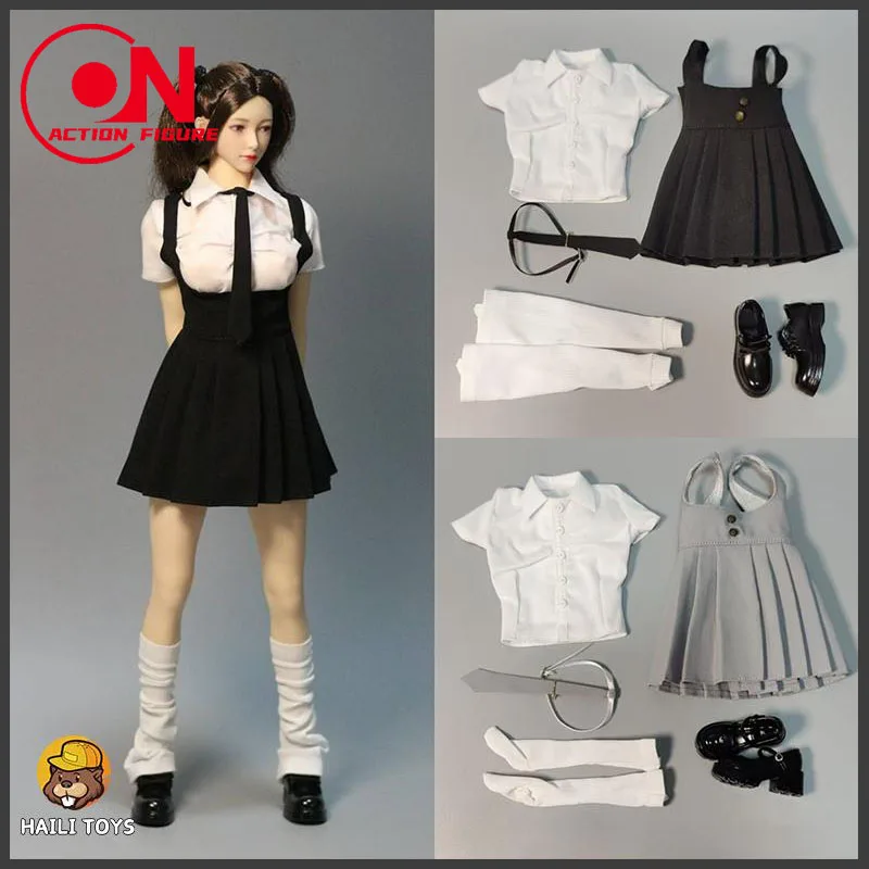 HAILI TOYS 1/6 Scale Secretary White-collar JK Pleated Skirt Set Cute Clothes Model Fit 12'' Female Soldier Action Figure Doll