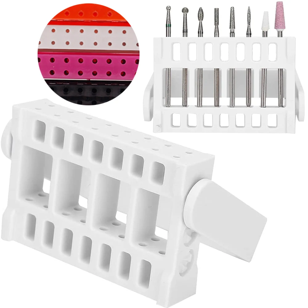 

16 Holes Cutter Container Nail Drill Bit Holder Case Adjustable Manicure Organizer Display Empty Storage Box Nails Accessories