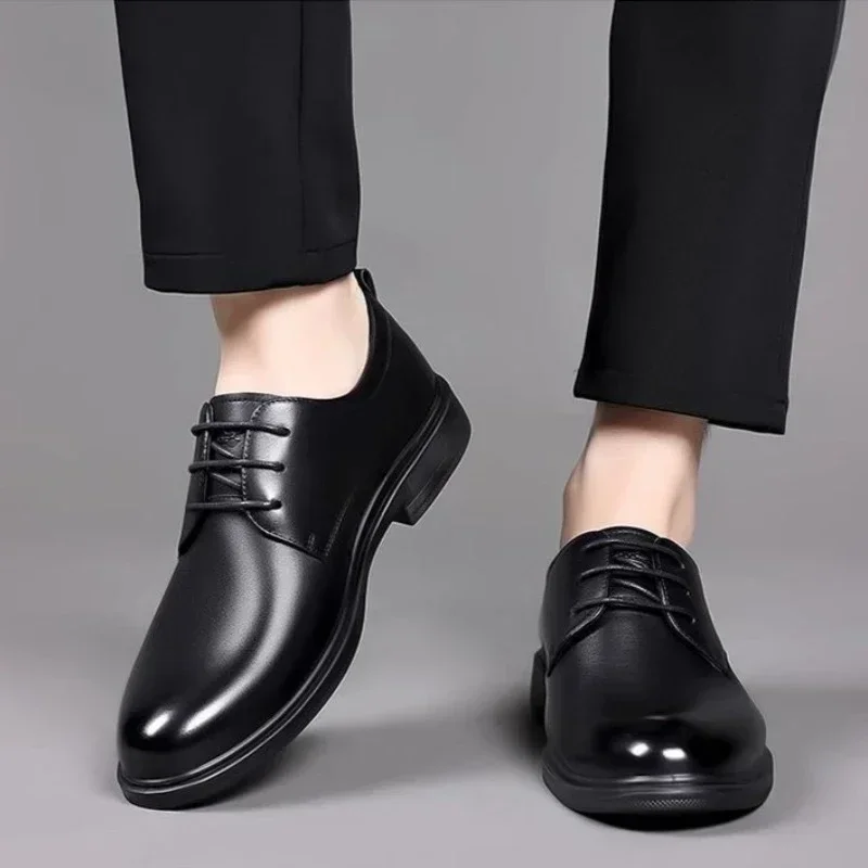 Male Casual Shoe Lace Up High Quality Men's Leather Shoes Pointed Toe In Promotion Luxury Sale Size 45 Adults Retro Pu Fashion