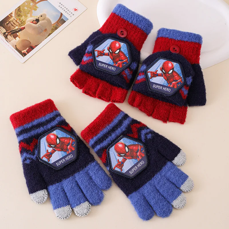 1-8PSC Prinzessin Elsa Marvel Mädchen Handschuhe Entzückende Anime Spider-Man Handschuhe Kinder Warme Gestrickte Handschuhe Damen Geburtstagsgeschenk O