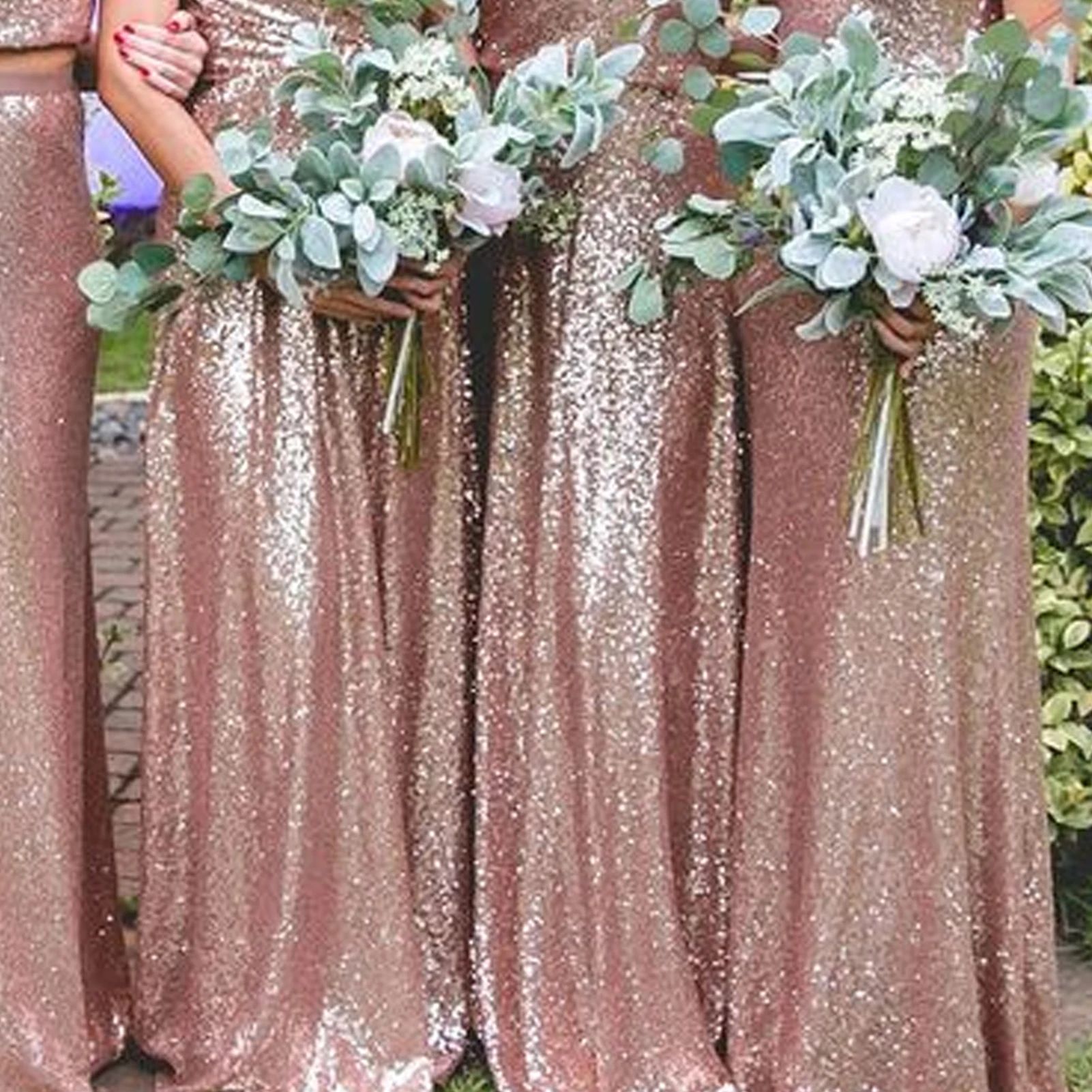 Sparkling Sequins Sheath Bridesmaid Dress Luxury Custom Made Floor Length Maid Of Honor Dresses Mujer Invitada Chic For Women