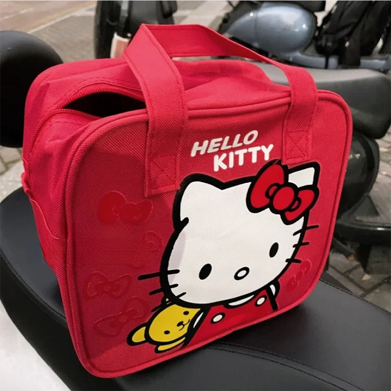 Torebka kosmetyczna Hello Kitty Kawaii Sanrio Anime Cartoon dziewczęcy nadruk studencki przenośna płócienna torba na przenośne pudełko na Lunch