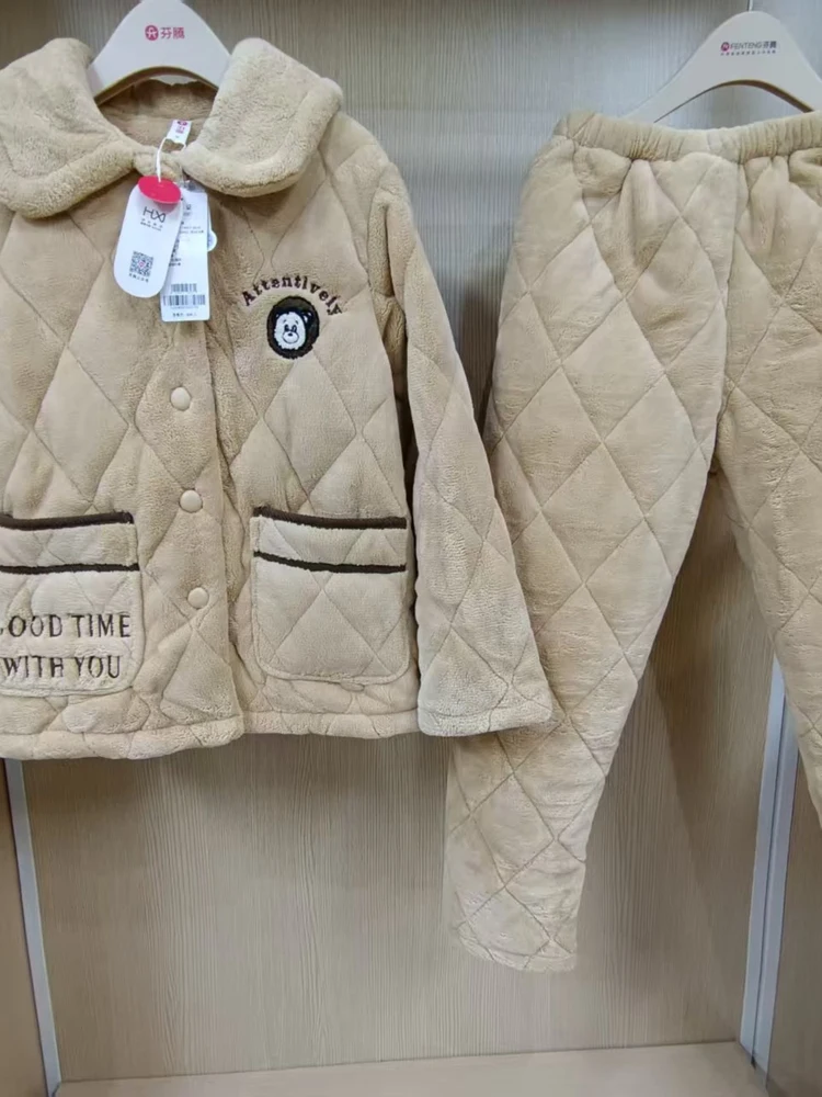 fenteng-women's-winter-spwear-coral-fce-lapel-home-clothes-set-tee-layers-adorable-faionable-cozy-polyester-fiber