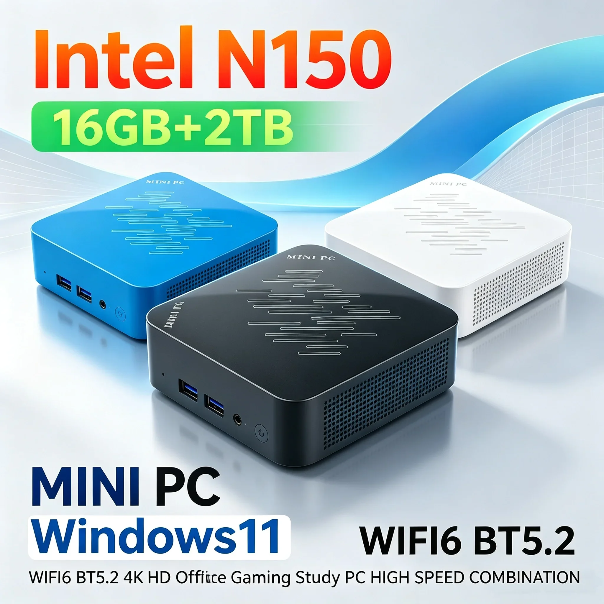 Intel N150 Small Mini PC 16GB RAM Optional 1TB 2TB SSD Win 11 WiFi 6 BT5.2 Mini Computer Host For Family Daily Office Work