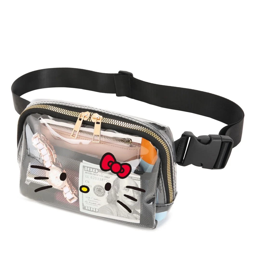 Fanny Pack hello kitty Stadium Approved - Przezroczysta torba na imprezy stadionowe Przezroczysta torba na pasek dla kobiet Mężczyźni Regulowana