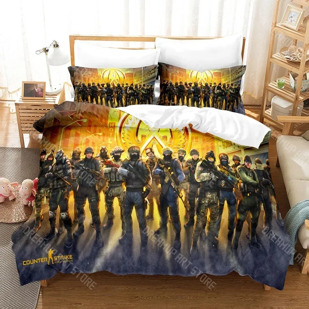 3D Printed Shooting Game Csgo Bedding Set for Boys Girls Duvet Cover Twin Queen King Full Single Double Sizes