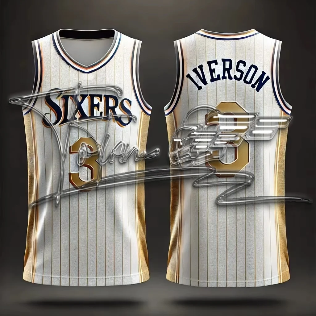 

25-26 American-style casual fashion 3d printed # 3 Iverson sports sleeveless vest basketball vest
