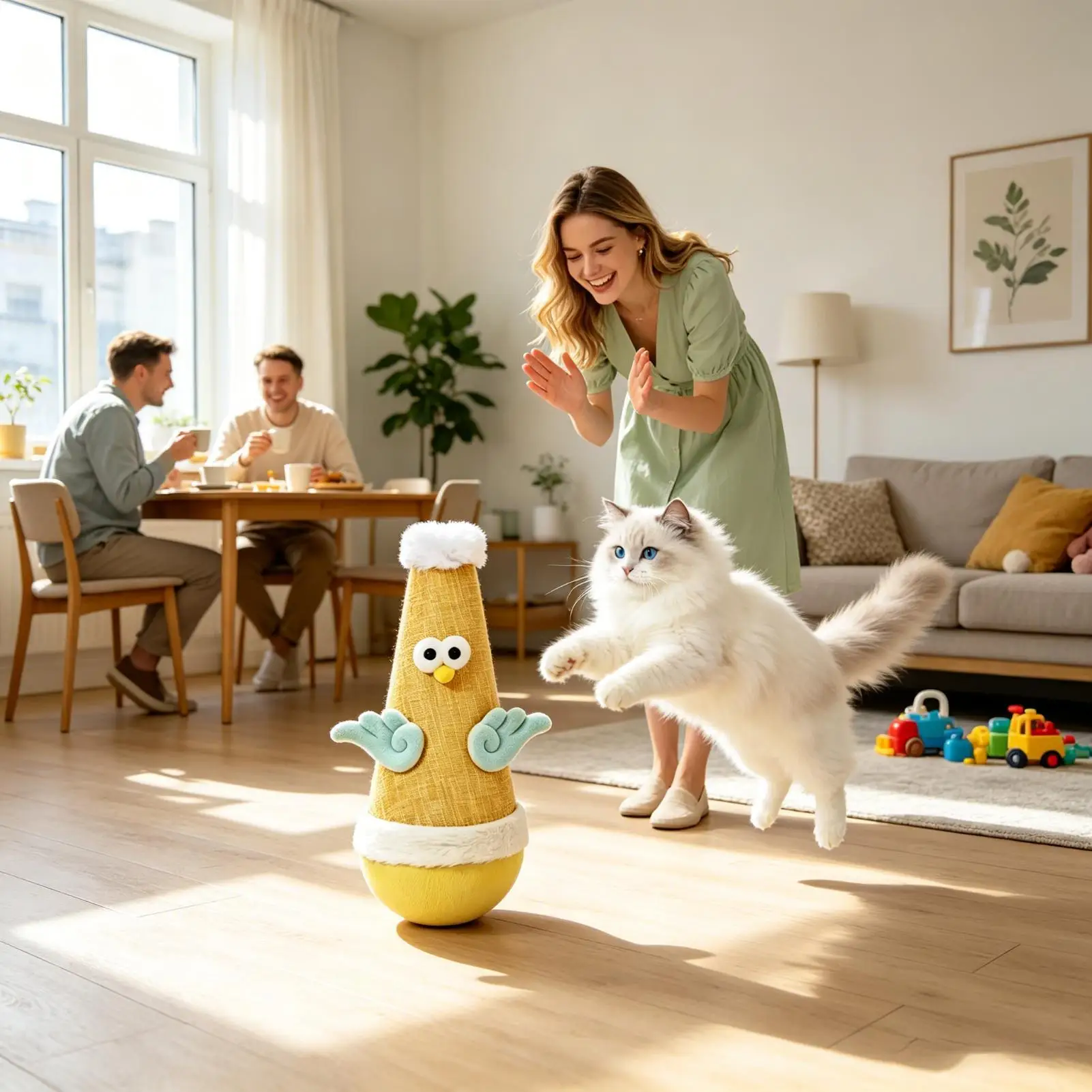 Interactive Cat Toy Chicken-Shaped Scratch-Resistant Teaser Interactive Cat Toy Wobbler For Living Room Bedroom Study Room