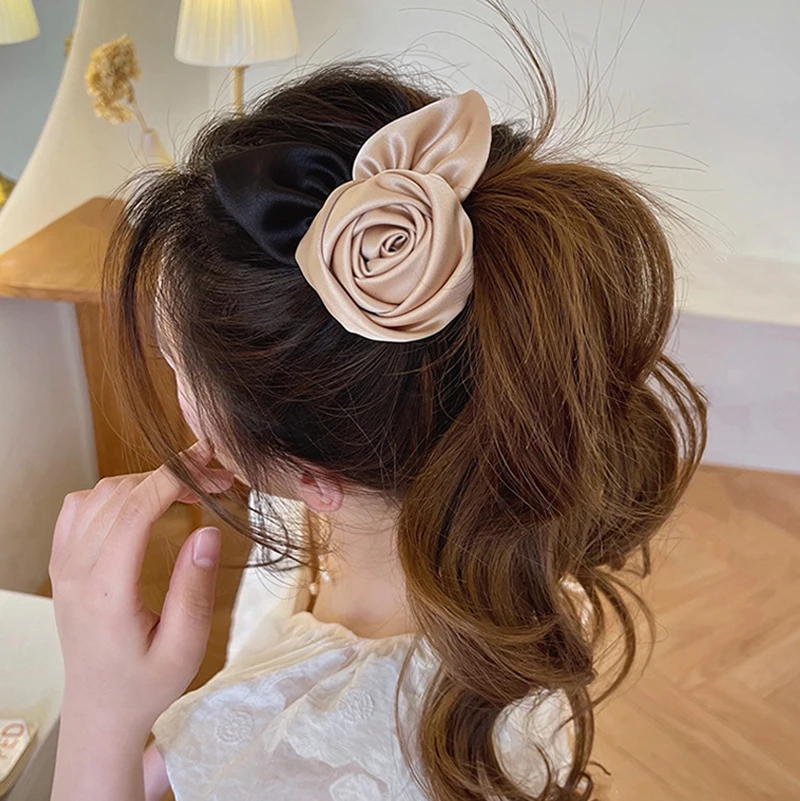 New Ribbon Bow Hairpin for Women Girls Camellia Hairclip Retro Headdress Bow Hairgrips Back Head Party Vintage Hair Accessories