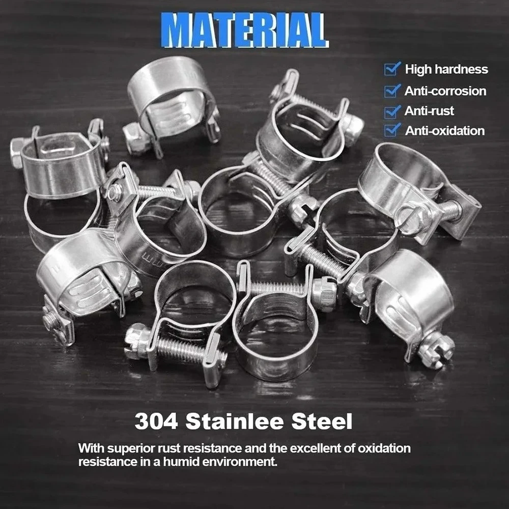 10 قطعة 304 الفولاذ المقاوم للصدأ حقن الوقود الصغيرة خرطوم المشابك قابل للتعديل الأنابيب خرطوم كليب أنبوب المشابك مجموعة خط الغاز خرطوم المشبك 6-20 مللي متر #2