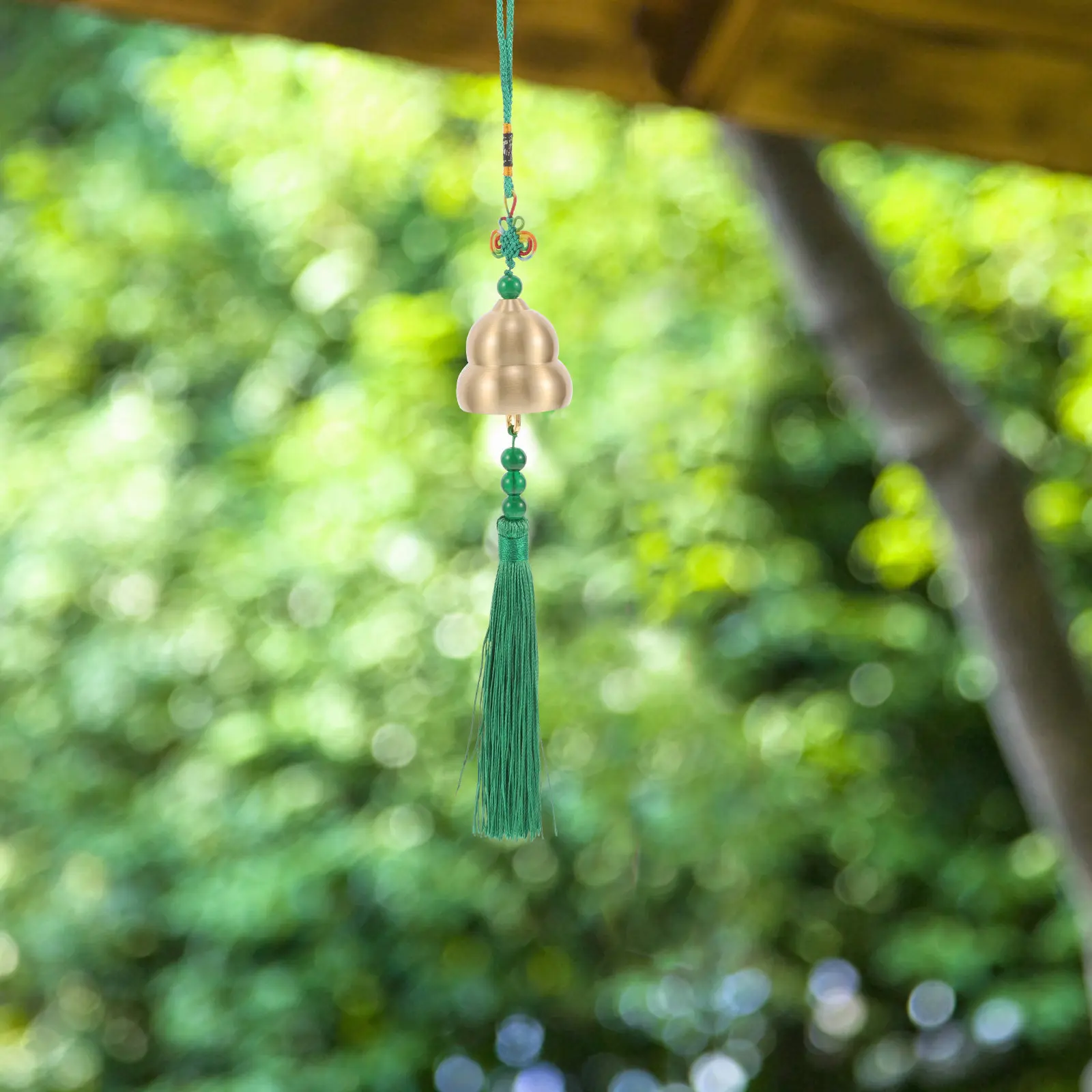 Creative Chinese Knot Brass Wind Chime Pendant Gourd Shape Car Rearview Mirror Ornament Car Hanging Safety Pendant Relaxing