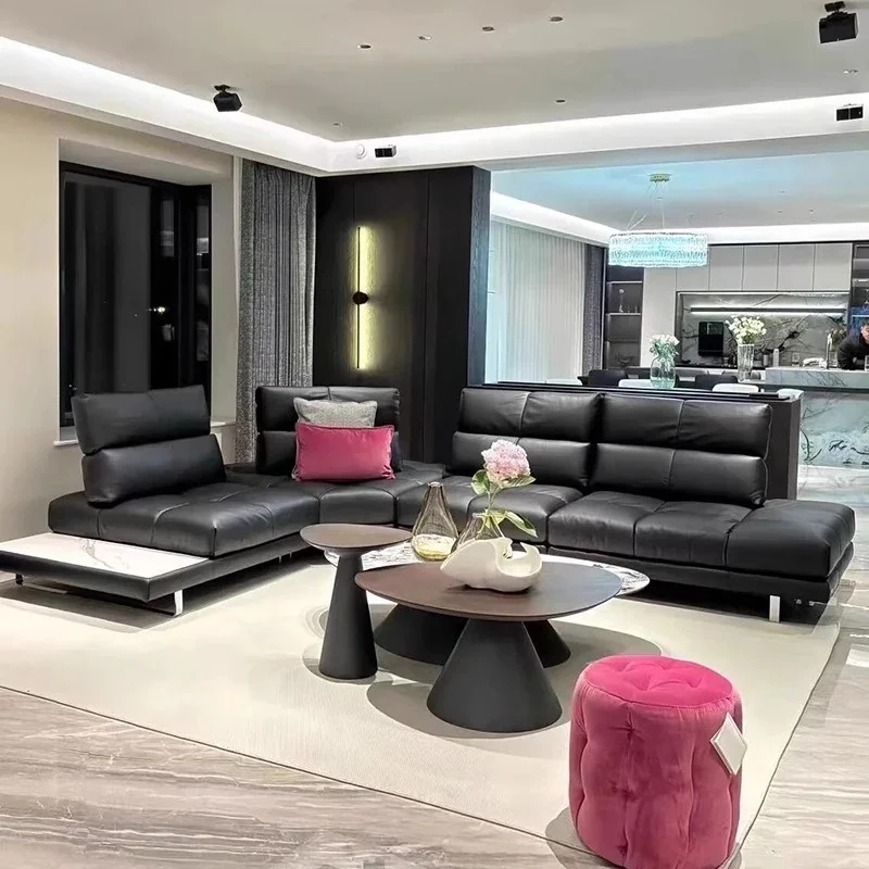 Minimalist Roman sofa, French retro leather furniture
