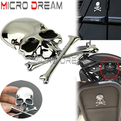 Universal For Harley Chopper Bobber Suzuki Honda Custom 3D Chrome Metal Skeleton Skull Car Trunk Emblem Badge Decal Sticker