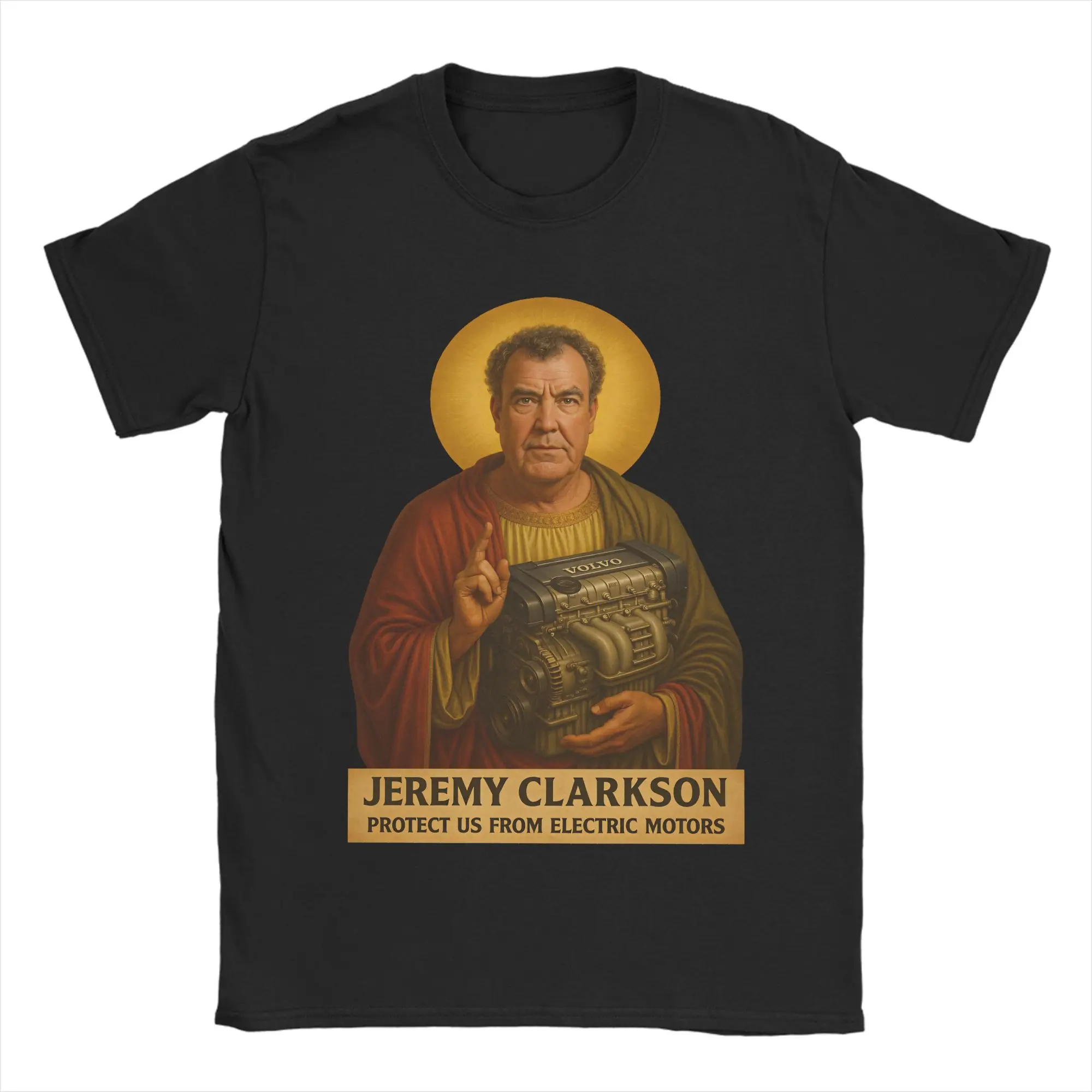 Funny Jeremy Clarkson Protect Us From Electric Motors Tshirts Men Cotton Short Sleeve  Crewneck Summer Clothing