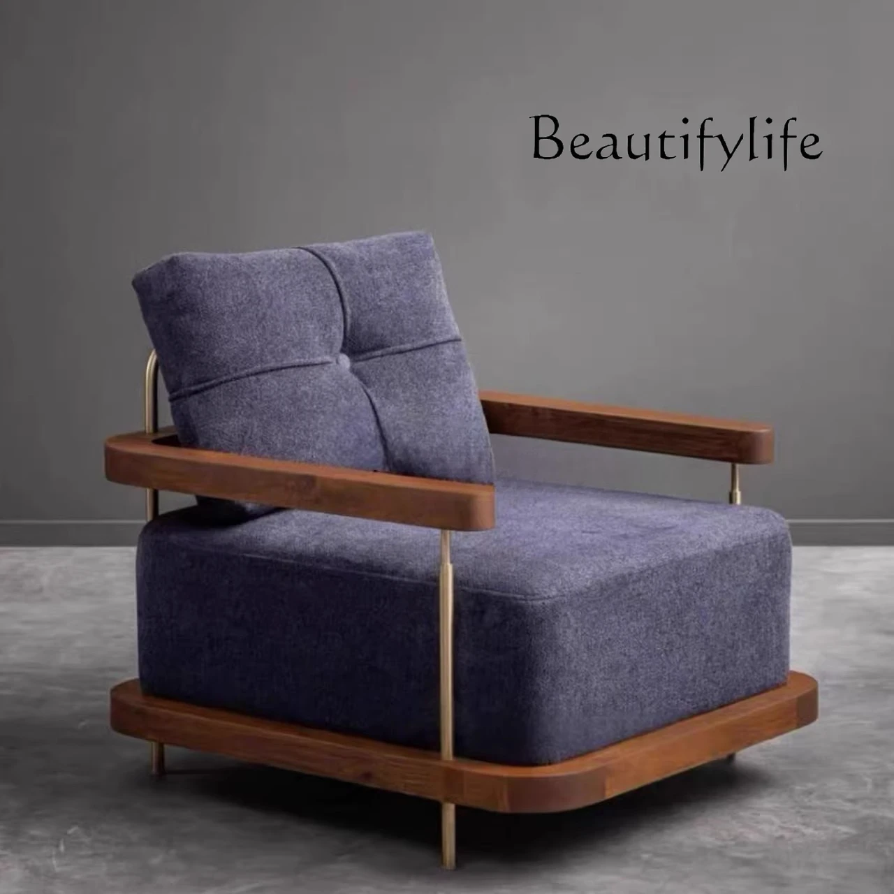 

Nordic light luxury solid wood sofa chair designer leisure chair living room home leisure single sofa