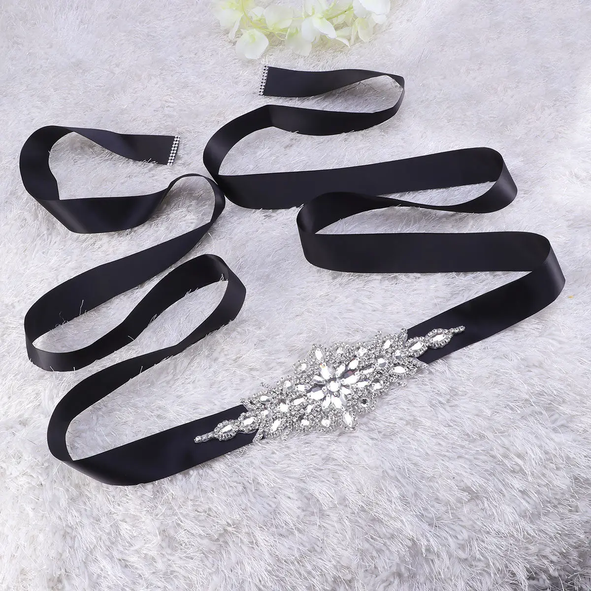 

Black Crystal Rhinestone Bride Waist Belt Luxury Diamond Decor Wedding Dress Accessories Elegant Bridal Belt Perfect for Wedding