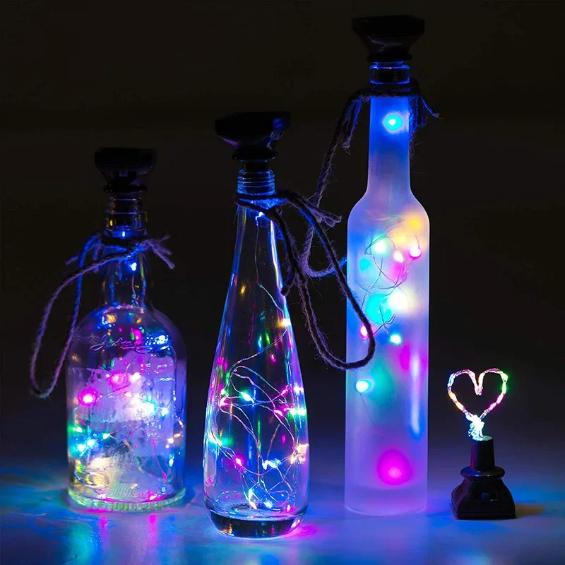 Luzes de garrafa de vinho movidas a energia solar, luzes de corda LED em forma de cortiça de fio de cobre à prova d'água para festa de casamento e Natal