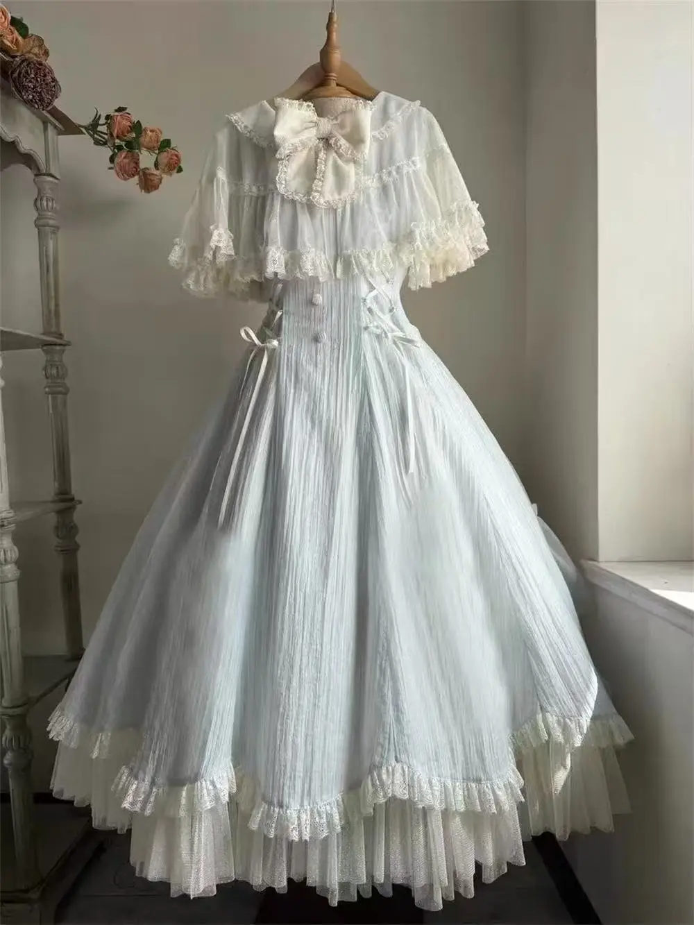 Vintage elegante Franse bloemen strapless vrouwen prinses lolita midi-jurk avondfeest mode eendelige jurken 2025, zomer