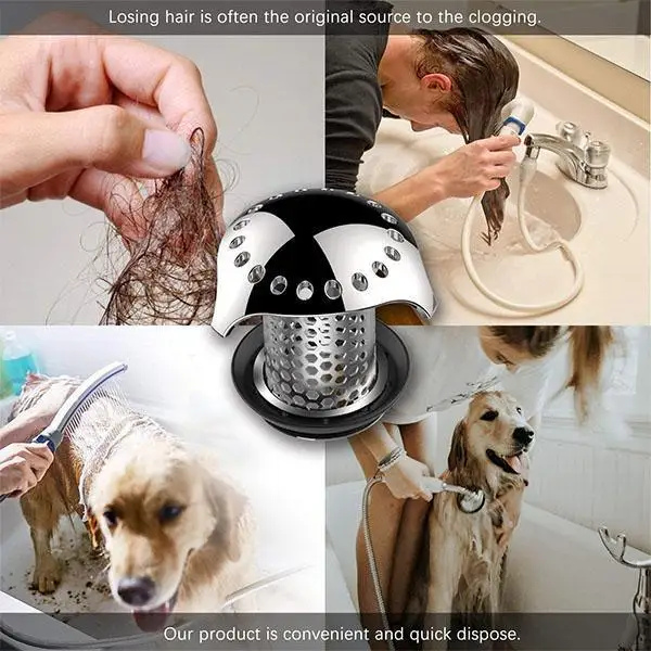 Protector de drenaje de acero inoxidable para bañera, accesorios de baño, tapón de pelo, colador de silicona duradero, para el fregadero de la