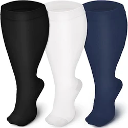 Calcetines deportivos de compresión para hombre y mujer, medias elásticas de talla grande 2XL-4XL, venas varicosas, correr, Fitness, ciclismo y senderismo, 5 pares