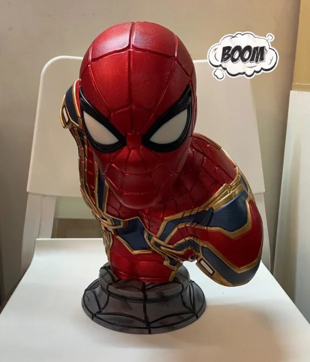 38cm Marvel Lron Armor Spider Man Figure Hero Expedition Movie Spider Man Bust Figurine Gk Model Statue Decor Boys Kid Gift