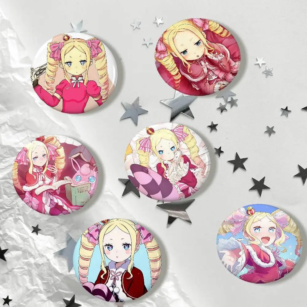 Cute Beatrice Kawaii Re Zero Exquisite Tinplate Brooches Sleek Badge Lapel Pins For Bag Accessories Practical Souvenir Gifts