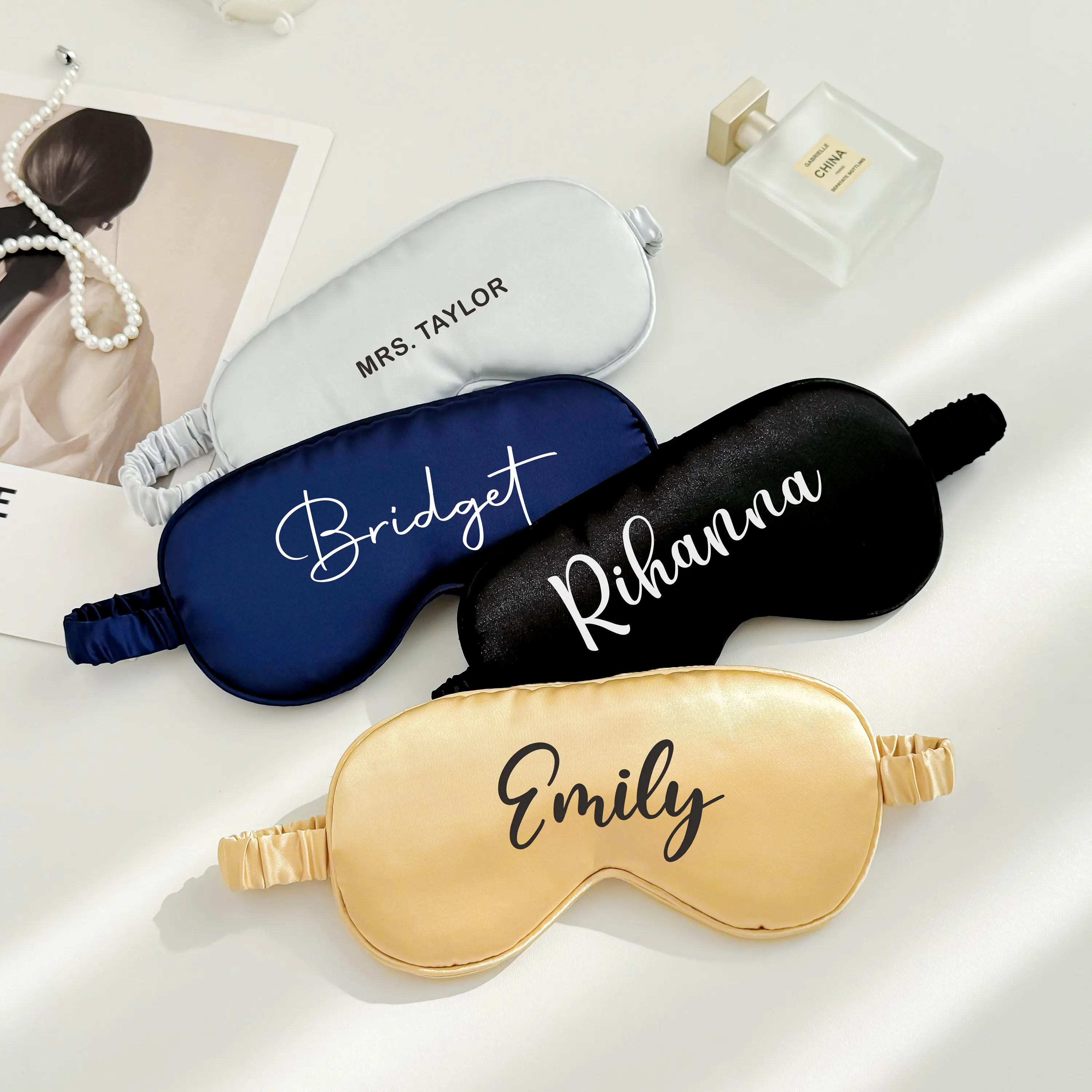 Personalized Eye Mask Custom Monogram Sleeping Mask Satin Eye Mask Bachelorette Party Gift Bridesmaid Proposal Gift Bridal Party