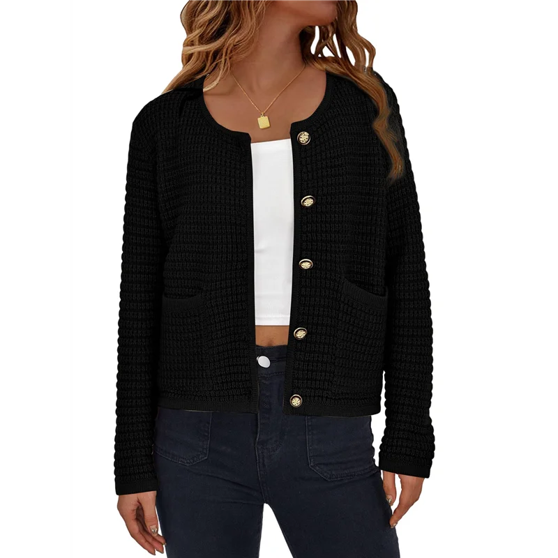 【البيع الساخن!】سترات صوفية نسائية متماسكة موضة الخريف بأكمام طويلة وأزرار سفلية عصرية غير رسمية ملابس شتوية