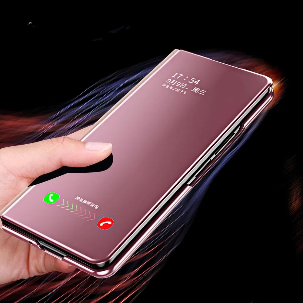 Smart Window Case for Samsung Galaxy Z Fold 4 5G Plating Mirror Leather Cover For Samsung Galaxy Z Fold 3 W22 Flip-Free Answer
