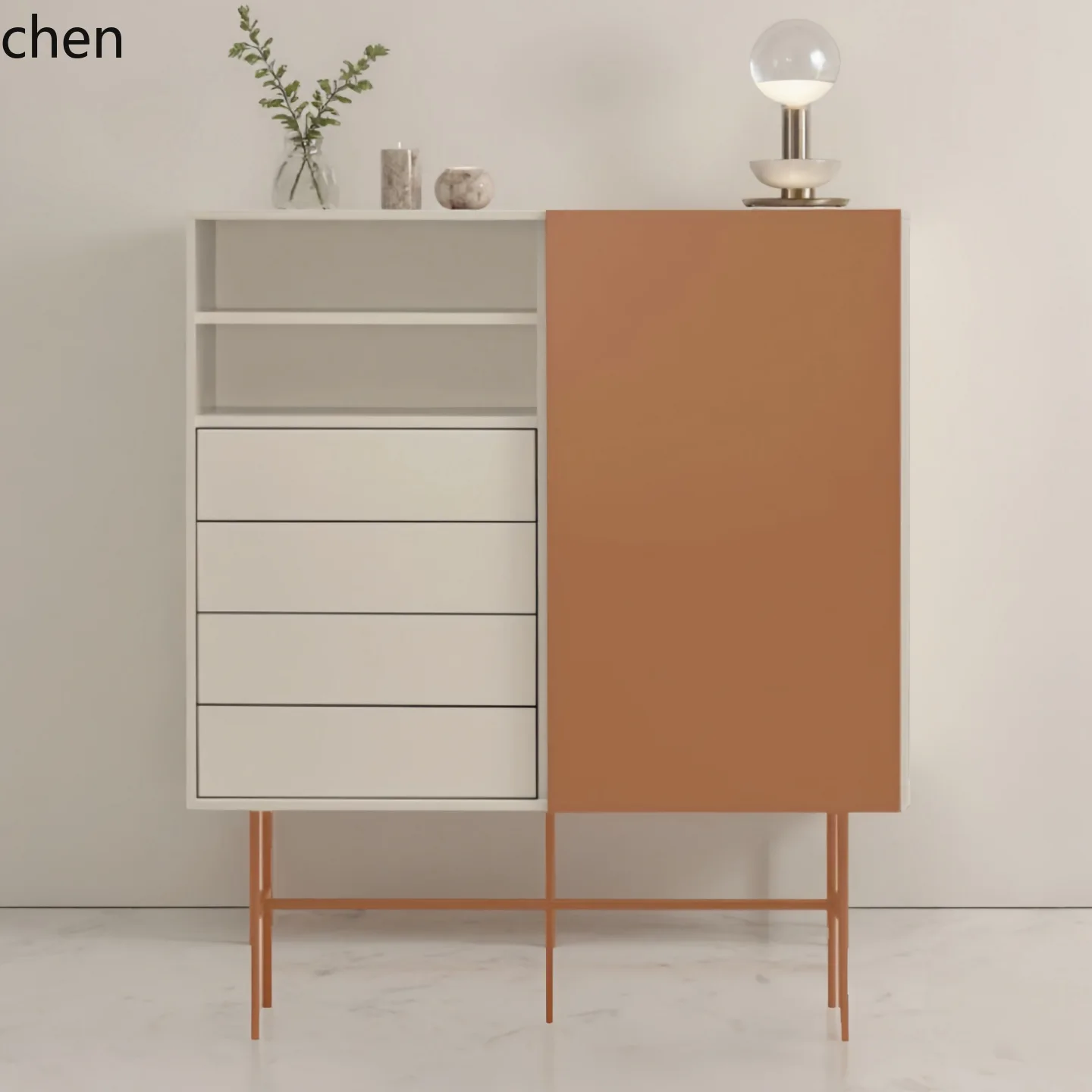 HT Light Luxury Minimalist Lacquer Sideboard Cabinet with Drawers Modern Storage Cabinet for Home  Entryway Storage Cabinet