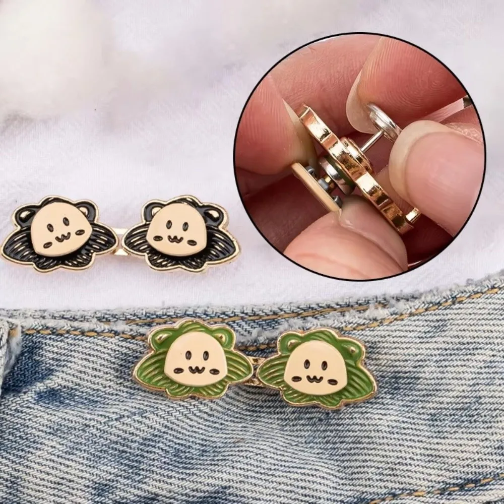 Bottoni Jean a base piatta a forma di leone Perni per bottoni portatili regolabili senza cucitura Cartoon Installazione senza cucitura Tenditore per la vita dei pantaloni