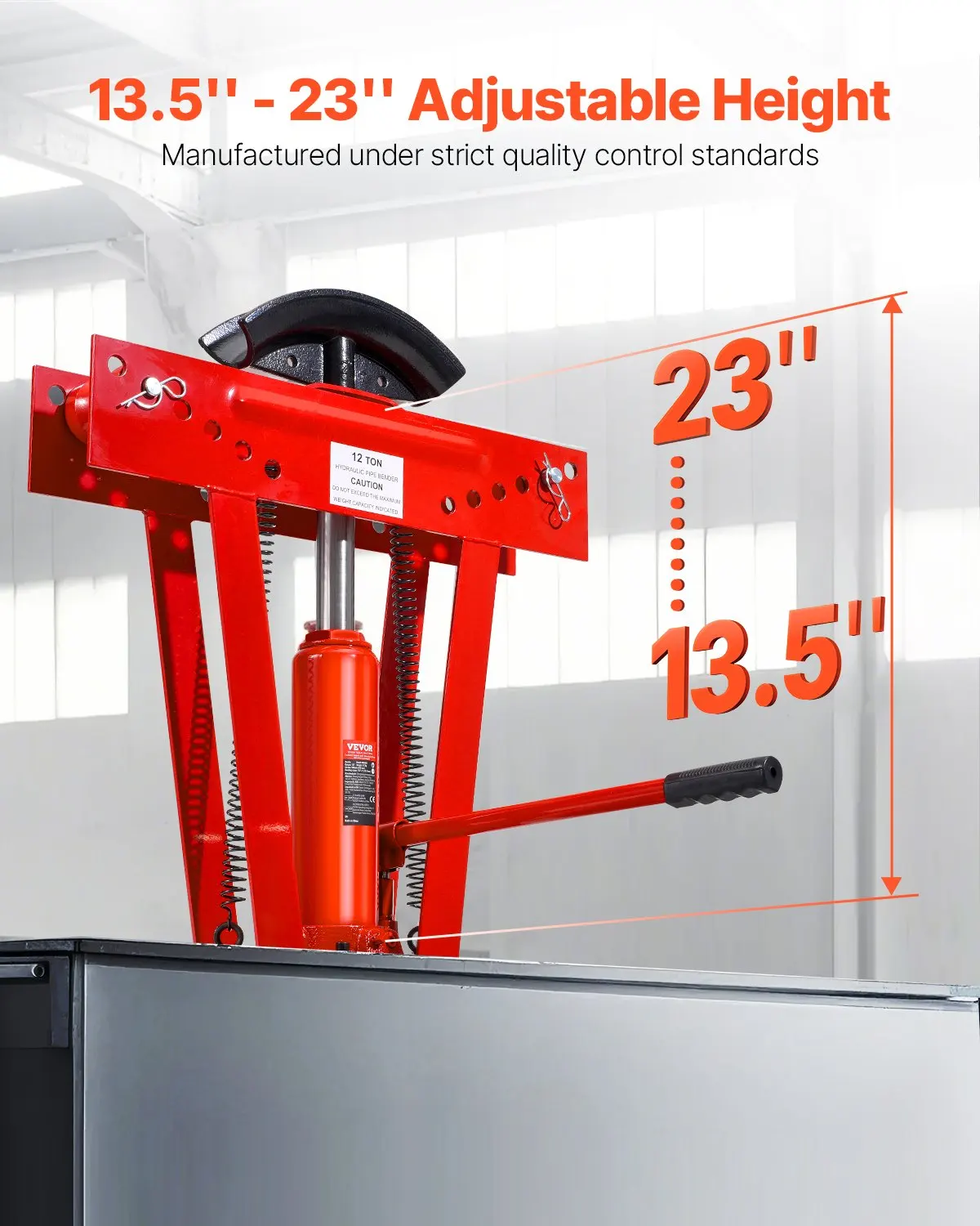 

Hydraulic Pipe Bender, 12 Ton Manual Copper Exhaust Pipe Bending Machine With 6 Dies (1/2" - 2") And 90 - 180° Adjustable