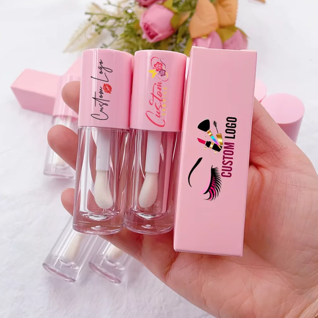 บรรจุภัณฑ์ลิปกลอส หลอดลิปกลอสเปล่า พร้อมกล่องกระดาษ รับผลิตแบรนด์ส่วนตัว หลอดลิปออยล์ หัวแปรงใหญ่ 6 มล. ขายส่ง