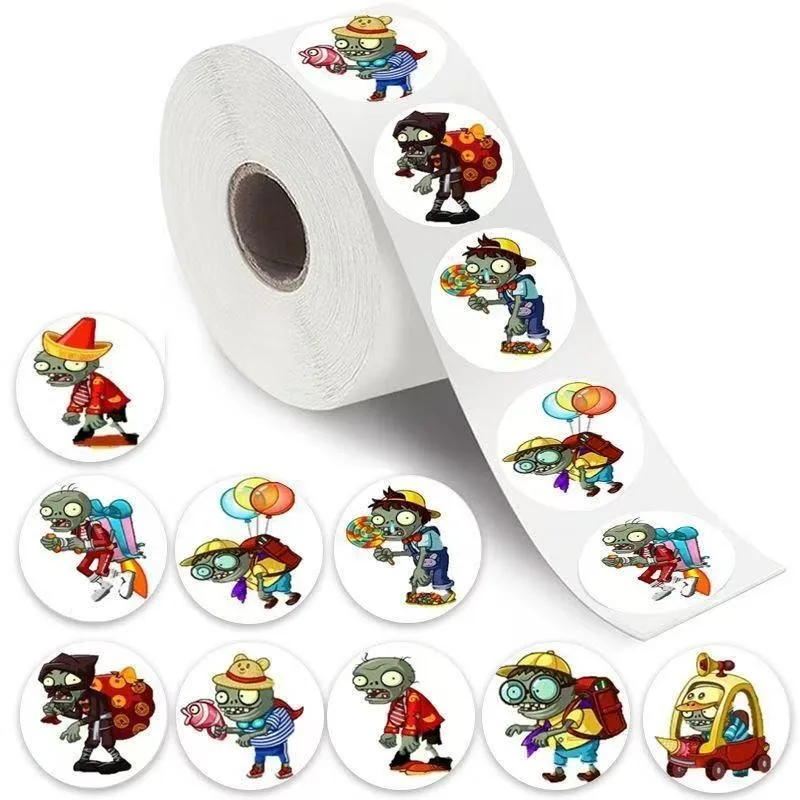 

500 шт./рулон, наклейки «Растения против Зомби», водонепроницаемые, граффити, эстетичные, декоративные, для ноутбуков, книг, набор наклеек, игрушки, подарки