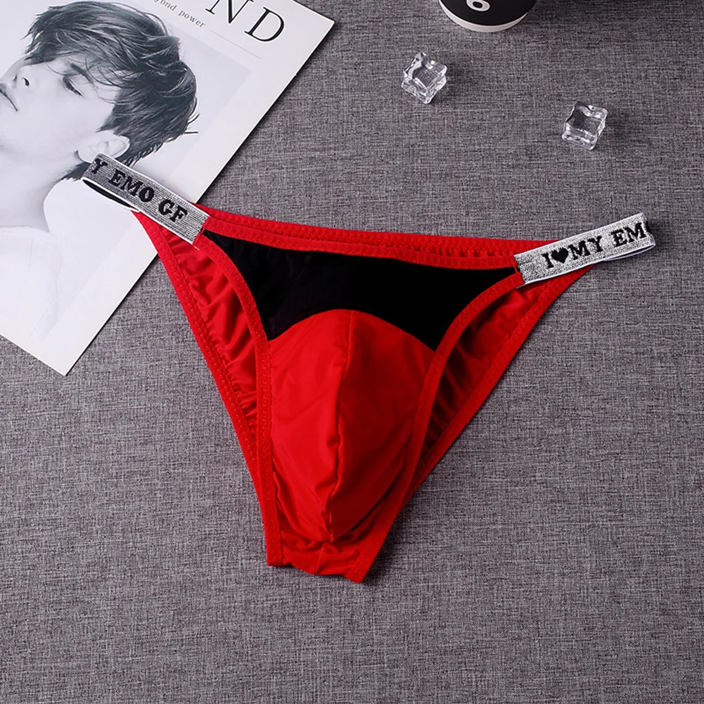 1pc Men Sexy Thongs Colorblock Underwear Briefs Low Waist U Shape Pouch Panties High Stretch Breathable Ultra Thin Underpants