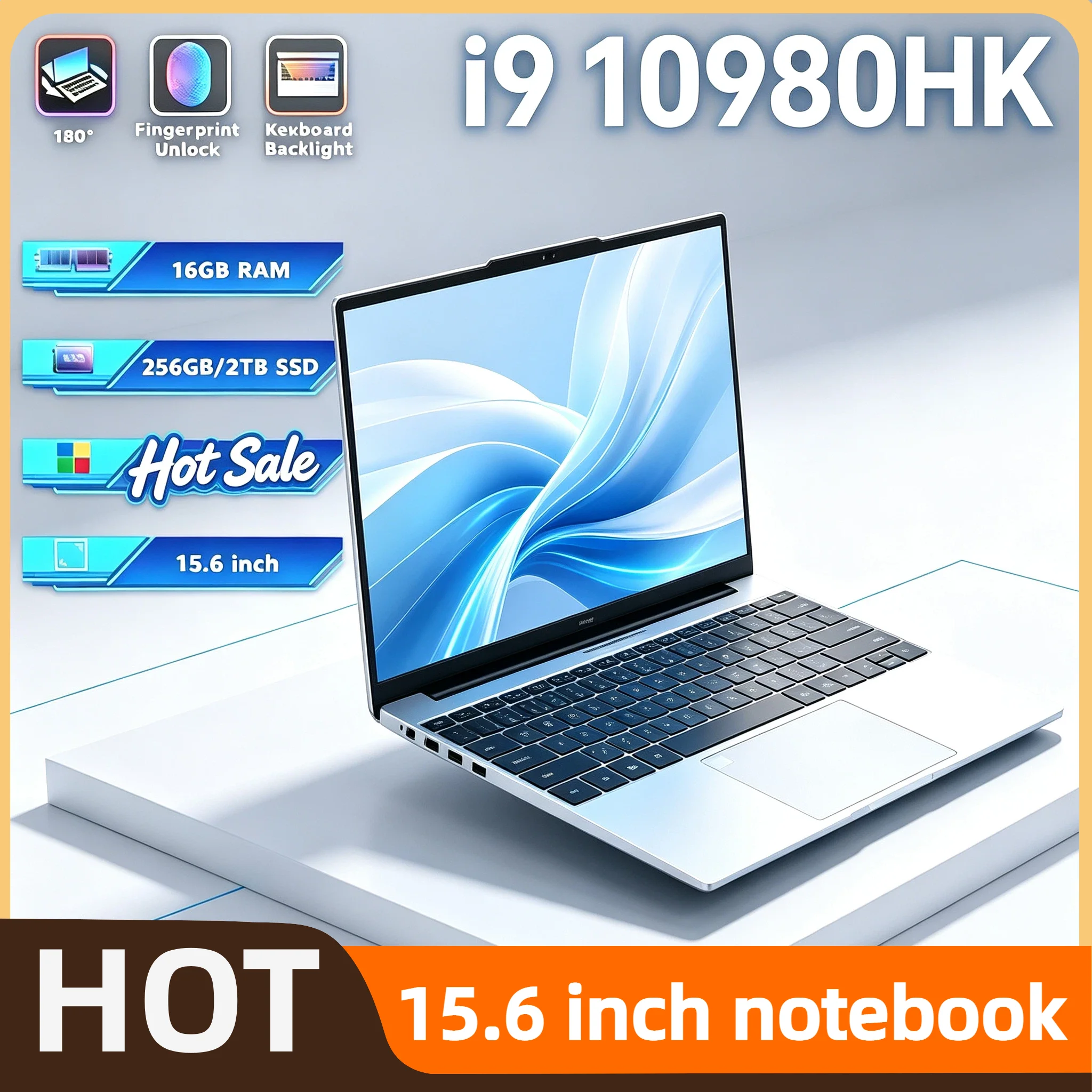 Intel Core i9 10980HK 15.6 Inch Gaming Laptop 32GB RAM 2TB SSD Fingerprint Unlock WiFi 6 4K Ultrabook Pro Max Speed Student