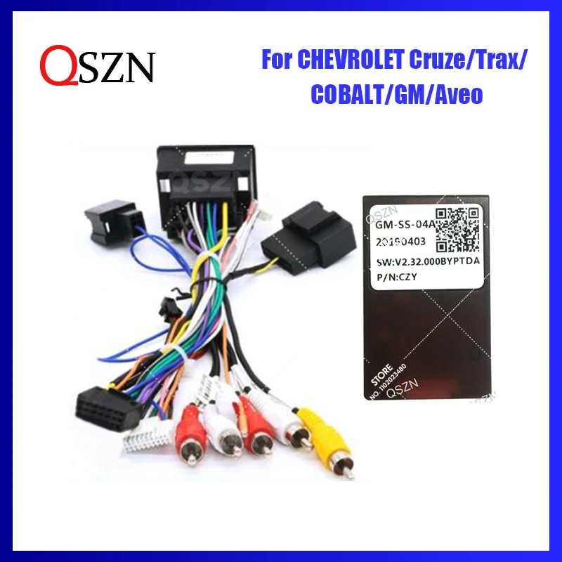 QSZN 16 PIN android Canbus box GM-SS-04A Adaptor for Chevrolet Cruze/Trax/  COBALT/GM/Aveo Wirng Harness Power Cable Car radio