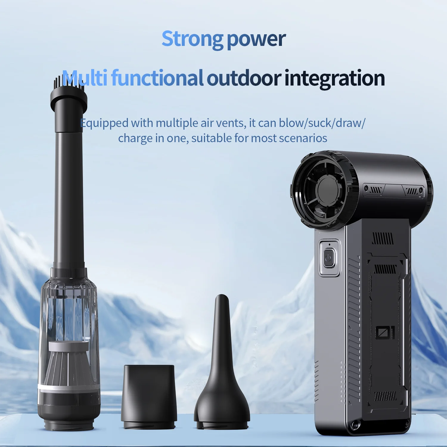 نموذج جديد منفاخ توربو عالي السرعة ومكنسة كهربائية 130,000 دورة في الدقيقة 2 في 1 منفاخ غبار خارجي محمول باللون الأسود 2026